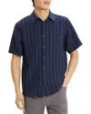 Theory Noll Striped Short Sleeve Shirt In Blue