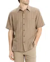 Theory Noll Striped Short Sleeve Shirt In Neutral