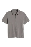 Theory Noran Short Sleeve Knit Button-up Shirt