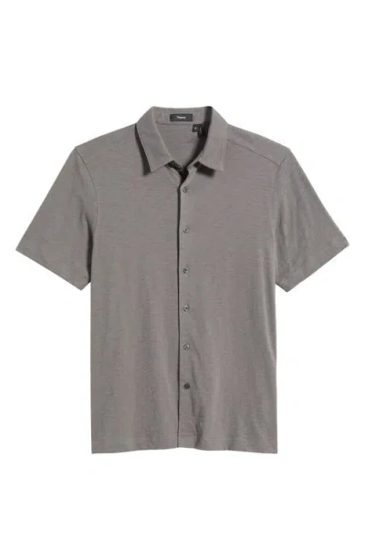 Theory Noran Short Sleeve Knit Button-up Shirt