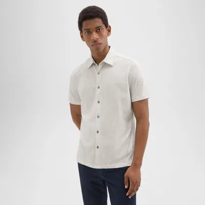 Theory Noran Short-sleeve Shirt In Slub Cotton In Limestone