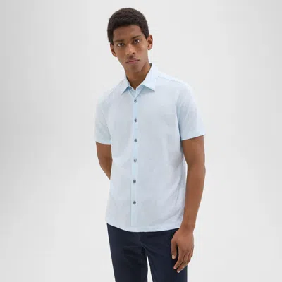 Theory Noran Short-sleeve Shirt In Slub Cotton In Skylight