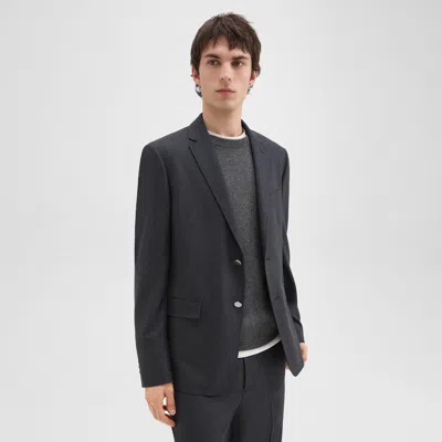 Theory Nostrand Blazer In Wool-blend Flannel In Charcoal Melange