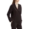 Theory Modern Silk Georgette Lapel-collar Blouse In Hickory
