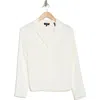Theory Notch Collar Silk Button-up Shirt In White
