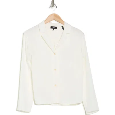 Theory Notch Collar Silk Button-up Shirt In White