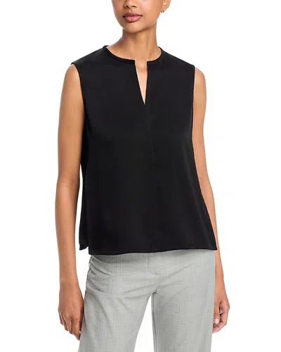 Theory Notch Neck Sleeveless Satin Top In Black