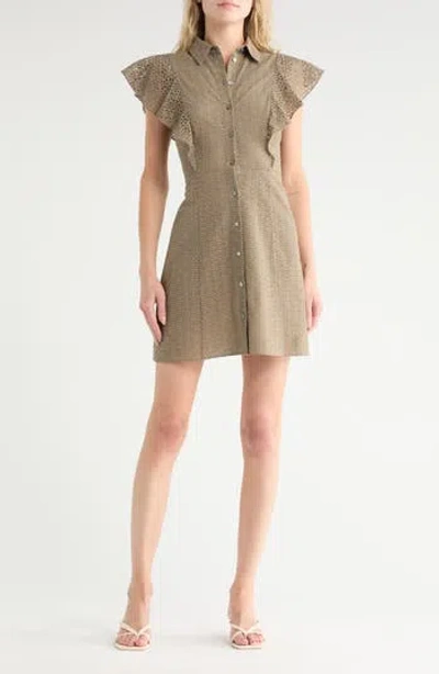 Theory Nova Ruffled Button Front Eyelet Minidress