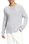 Theory Novo Merino Wool Blend Crewneck Sweater In Soft Grey