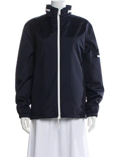 Pre-owned Theory Nylon Bomber Jacket In Blue