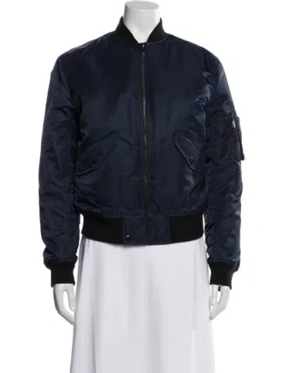 Pre-owned Theory Nylon Bomber Jacket W/ Tags In Blue