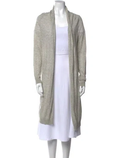 Pre-owned Theory Nylon Open Front Sweater In Gray