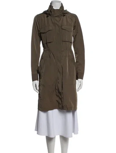 Pre-owned Theory Nylon Parka In Green