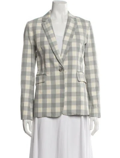 Pre-owned Theory Nylon Plaid Print Blazer In Multi