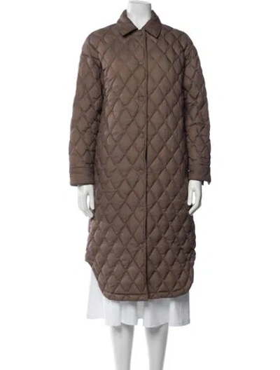 Pre-owned Theory Nylon Puffer Coat In Brown