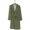 Theory Oaklane Admiral Crepe Trench Coat In Bright Olive