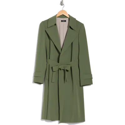 Theory Oaklane Admiral Crepe Trench Coat In Bright Olive