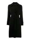 Theory Belted-waist Wool-cashmere Coat In Black