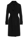 Theory Oaklane Tech Blend Belted Coat In Black