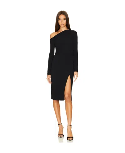 Theory Off-shoulder Midi Dress In Black
