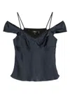 Theory Off-shoulder Satin Top In Blue