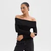 Theory Off-the-shoulder Top In Ribbed Viscose In Black