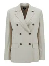 Theory Off-white Double-breasted Jacket With Notched Revers In Viscose Woman