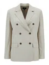 Theory Off-white Double-breasted Jacket With Notched Revers In Viscose Woman In Neutral
