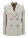 Theory Off-white Double-breasted Jacket With Notched Revers In Viscose Woman In White