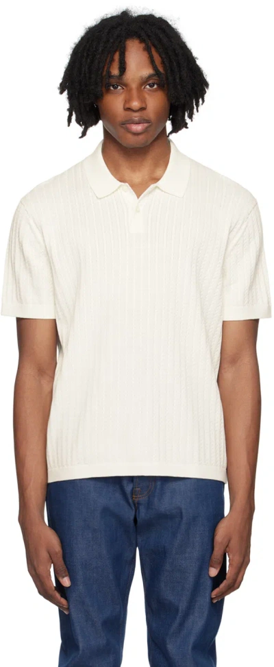 Theory Off-white Spread Collar Polo In Ivory