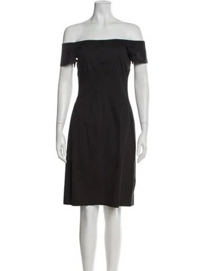 Pre-owned Theory Off-the-shoulder Knee-length Dress In Black