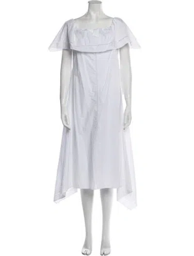 Pre-owned Theory Off-the-shoulder Knee-length Dress In White