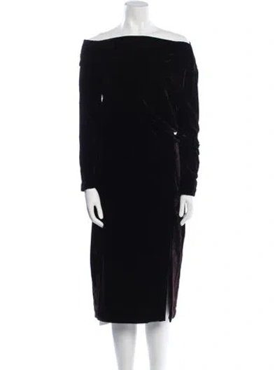 Pre-owned Theory Off-the-shoulder Midi Length Dress In Black