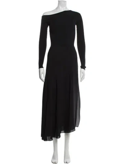 Pre-owned Theory Off-the-shoulder Midi Length Dress In Black