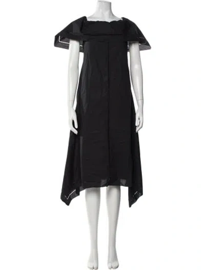 Pre-owned Theory Off-the-shoulder Midi Length Dress In Black