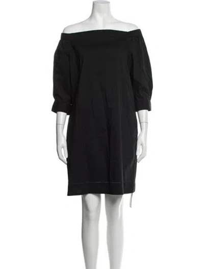 Pre-owned Theory Off-the-shoulder Mini Dress In Black