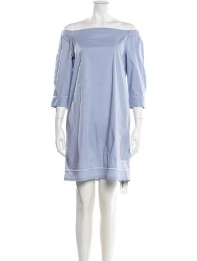 Pre-owned Theory Off-the-shoulder Mini Dress In Blue
