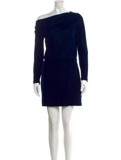 Pre-owned Theory Off-the-shoulder Mini Dress W/ Tags In Blue
