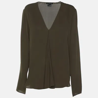 Theory Olive Green Silk Top
