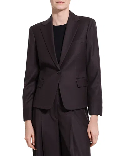 Theory One Button Slim Fit Wool Jacket In Brown