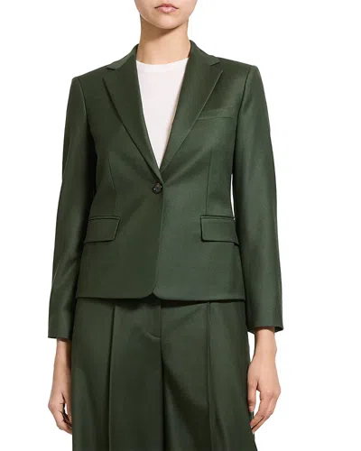 Theory One Button Slim Fit Wool Jacket In Green