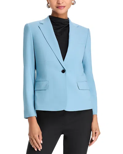 Theory One Button Slim Jacket In Stone Blue
