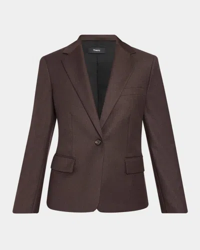 Theory One-button Slim Single-breasted Blazer In Cacao