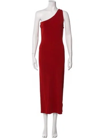 Pre-owned Theory One-shoulder Long Dress In Orange