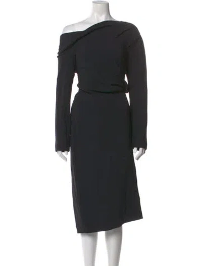 Pre-owned Theory One-shoulder Midi Length Dress In Black