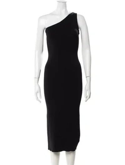Pre-owned Theory One-shoulder Midi Length Dress In Black