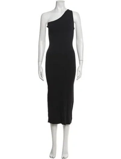 Pre-owned Theory One-shoulder Midi Length Dress In Black