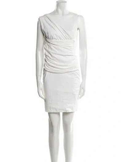 Pre-owned Theory One-shoulder Mini Dress In White