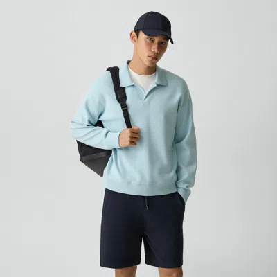 Theory Open Collar Sweater In Light Bilen In Blue