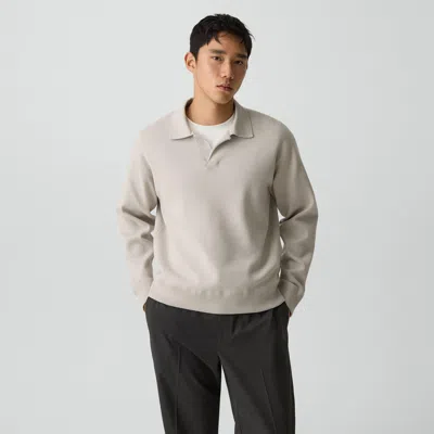 Theory Open Collar Sweater In Light Bilen In Silver